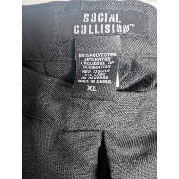 SOCIAL COLLISION Red & White Varsity Stripe Black Pleated Skirt XL Goth Punk - Picture 4 of 6